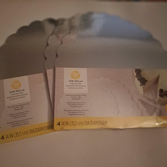( 14 inches) NEW sealed Wilton silver cake Plateau lot, 3 packs of 4 (12) - Picture 4 of 5